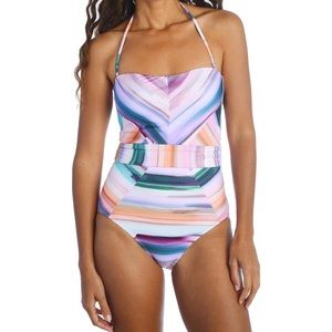 La Blanca Bandeau One Piece Swimsuit New $130
